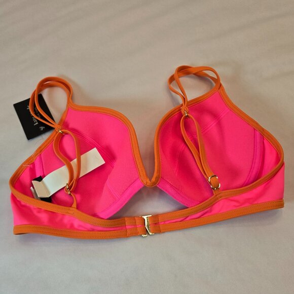 KATE SPADE NY Women's Underwire Contrast Trim Bikini Top Sz: L Radiant Pink - Picture 4 of 10
